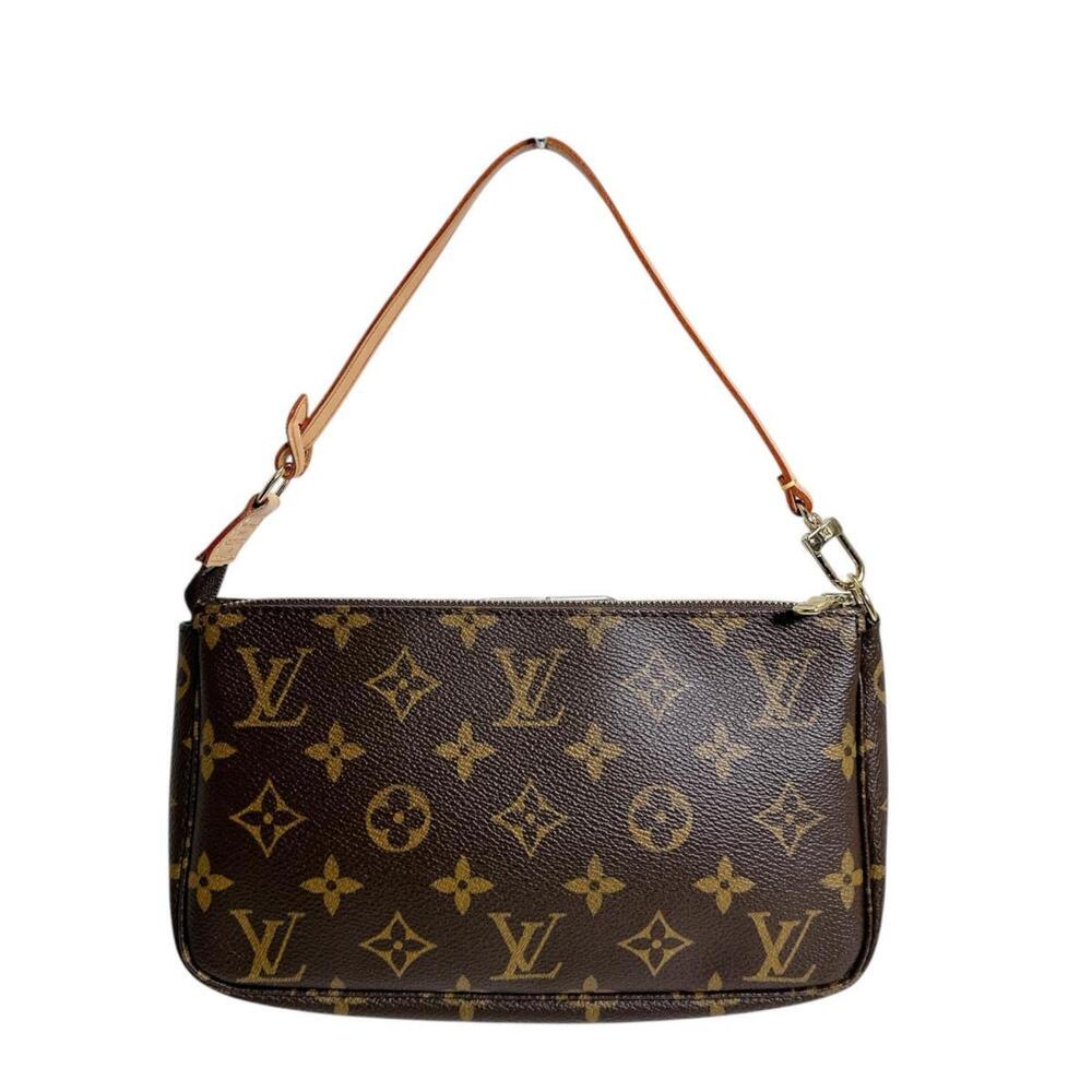 LOUIS VUITTON Authentic Brown Monogram Canvas Pochette Pouch - Picture 1 of 13